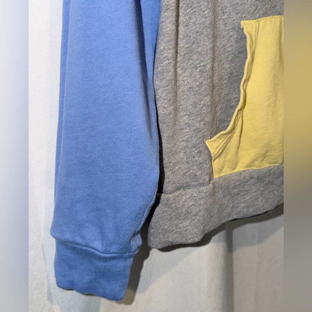 Polo Ralph Lauren Hoodie Colorblock Blue Gray Yellow Pullover Sweatshirt L 14 16 - Picture 7 of 13